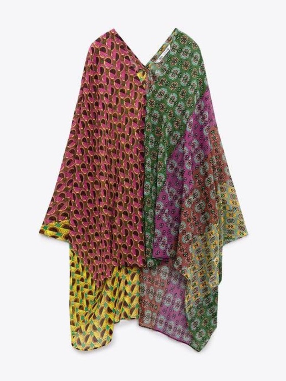 Zara Boho Printed Colorful Mixed-Print Kimono Cover-Up Top